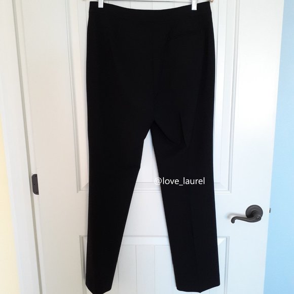 Lafayette 148 Wool Crepe Straight Leg Trouser Pant Black Size 10 - Picture 2 of 11